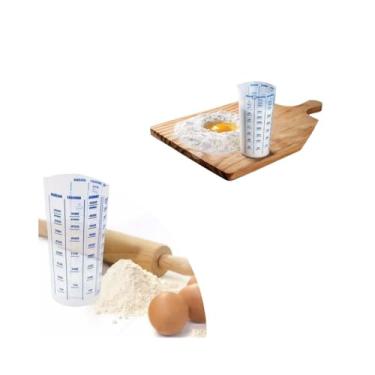 Imagem de Kit 2 Copo Medidor Plástico 500 ml Transparente Com Bico Graduação de Xícara, Chocolate, Semolina, ml, Arroz, Farinha, Açúcar CULINNÁ