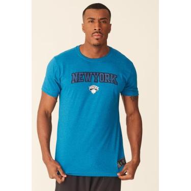 Imagem de Camiseta Nba Estampada New York Knicks Casual Azul Petróleo Mescla