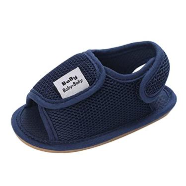 Imagem de Chinelos para casa infantil primavera e verão crianças sapatos infantis meninos e meninas sandálias de malha plana tamanho 4 sapatos infantis, Azul - 3, 6-12 Meses