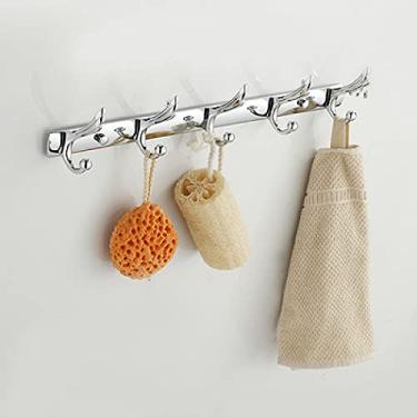 Imagem de Conjunto de ferragens de banheiro de prata polido anel de toalha de latão sólido Suporte de secador de cabelo montado na parede com acessórios de banheiro de cristal, fileiras de ganchos