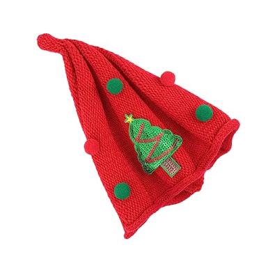 Imagem de 1 Unidade gorro infantil de natal chapéu de festival chapéu de bebê chapéus gorro de Natal chapéu de lã Perolizado gorro de lã chapéu pontudo chapéu infantil filho fio vermelho