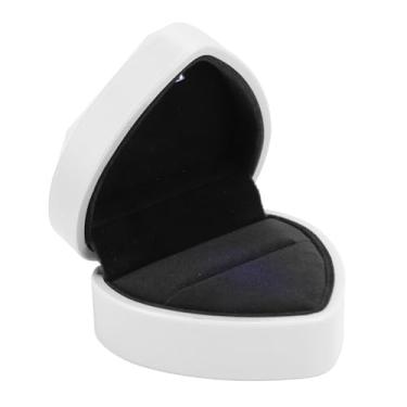 Imagem de Caixa de Anel Pequena, Caixa de Anel LED Em Forma de Coração, Luxo Leve Inovador para Proposta de Noivado do Dia Dos Namorados (Branco)