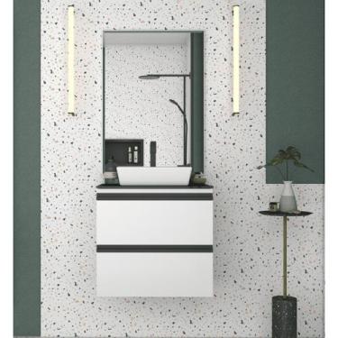 Imagem de Gabinetes Para Banheiro Em Aço Com Tampo De Vidro 60,5cm Gaia Cozimax