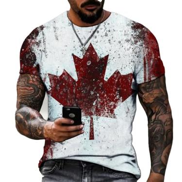Imagem de Camiseta masculina 1º de julho, dia do canadá, patriótica, verão, gola redonda, manga curta, folhas de bordo, bandeira, camisetas musculares gráficas (Color : T1 white, Size : S)