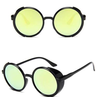 Imagem de Moda mercúrio lente redonda óculos de sol feminino masculino tons retro steampunk óculos de sol senhora vintage plástico lentes espelho, 8, um tamanho