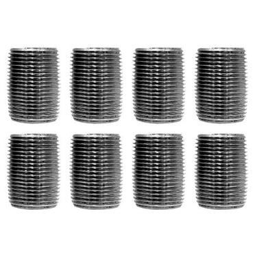 Imagem de PIPE DECOR Tubo de encanamento de aço preto de 3/10.2 cm x 2.5 cm, pré-cortado, cinza de aço industrial, serve para acessórios de ferro maleável preto rosqueado padrão de 3/4 polegada, montar móveis