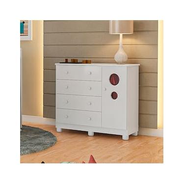 Imagem de Cômoda Infantil Peroba Duda Plus com 1 Porta, 4 Gavetas, 1 Prateleira e 95,3 cm de Largura