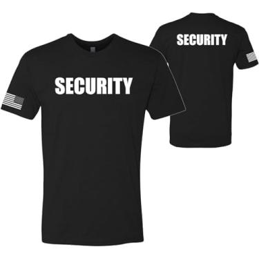 Imagem de Camiseta Security Guard com bandeira dos EUA: Mistura premium de algodão/poliéster macio - texto de segurança ousado, fácil de cuidar - unissex - preta, Preto, P