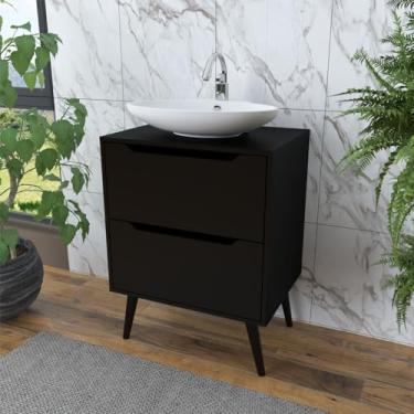 Imagem de Gabinete para Banheiro com 2 Gavetas para cuba 60x80cm Pés Palito Preto