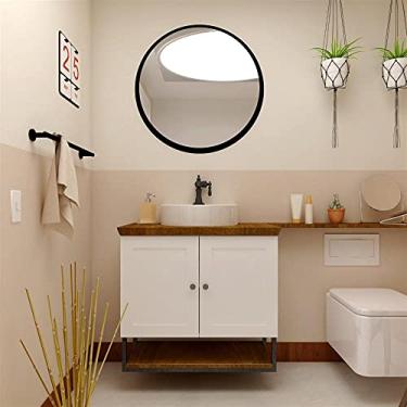 Imagem de Gabinete para Banheiro 2 Portas 3 Prateleiras 80cm Nórdic Mazzu Branco/ipê