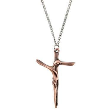 Imagem de Christian Brands Pingente serpentina da coleção Jeweled Cross em corrente de 45,7 cm, cobre, 5 cm