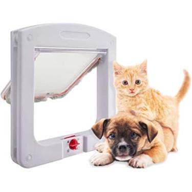Imagem de Porta De Passagem Para Pet 4 Tipos de Travas Animais De Estimação Cães Gato Cachorro Para Proteção Segurança Portinha Gatos Cão