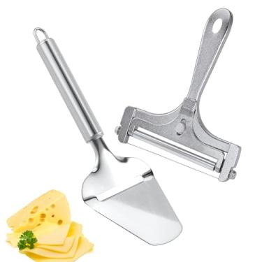 Imagem de Cortador de queijo de aço inoxidável com pá de queijo, kit de cortador de queijo, tábua de cortar queijo, manteiga, fatiador de alimentos para queijos e manteiga