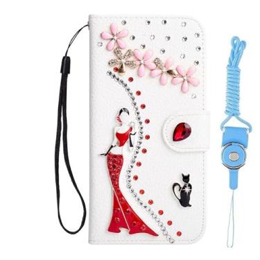 Imagem de Capa para Motorola Moto G52 4G, carteira de couro brilhante feita à mão e alça de pescoço [suporte] [fecho magnético] para Motorola Moto G52 4G capa de telefone (tamanho 5)