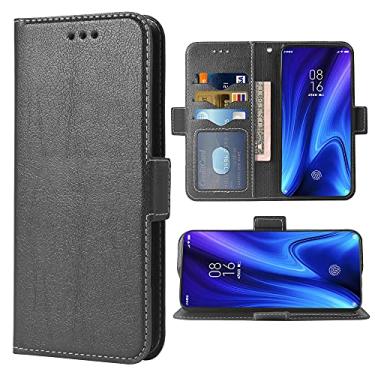 Imagem de WWAAYSSXA Compatível com Xiaomi Redmi 9A Redme 9i capa carteira alça de pulso cordão capa flip capa de couro suporte para cartão capas de celular para Xiami Xiomis Xiome Redmi9A A9 Redmi9i i9 preto