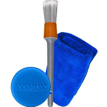 Imagem de Kit Pincel Detalhamento Automotivo Interno Pano Microfibra 40X40 Js Aplicadoor de Espuma