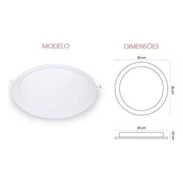 Imagem de Painel Led Branco 24w 3000k Redondo 30x30cm Embutir