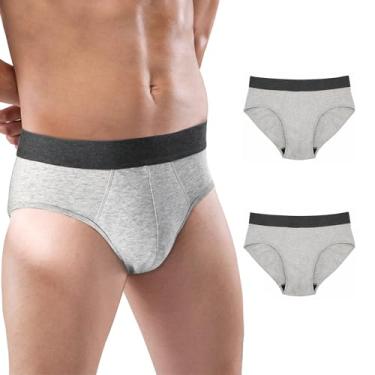 Imagem de BATTEWA Pacote com 2 cuecas boxer masculinas à prova de vazamento, 100 ml, à prova de vazamento, de algodão, absorvente de urina, proteção contra vazamento de urina (4GG, cinza)