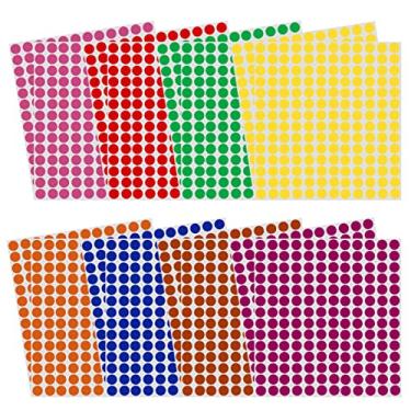 Imagem de Etiquetas verdes reais 1/4" polegada 8 mm Adesivos de pontos em verde, amarelo, rosa, roxo, laranja, marrom, azul e vermelho, 8 Color Combo, 2688