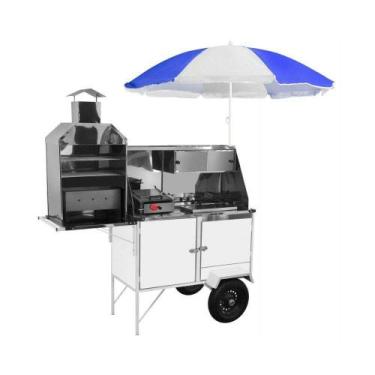 Imagem de Carrinho de Hot Dog + Lanche + Churrasco Luxo com Rodas Pneumáticas e 