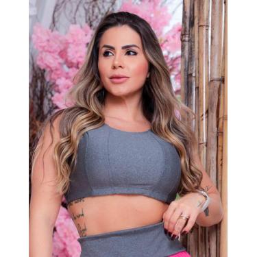 Imagem de Cropped Fitness Feminino em Tecido Suplex sem Bojo para Academia e Tre