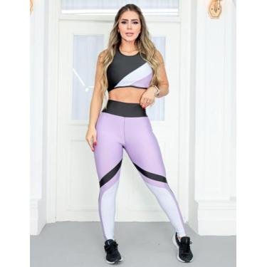 Imagem de Conjunto Esportivo Feminino com Calça Legging e Cropped com Recorte Co