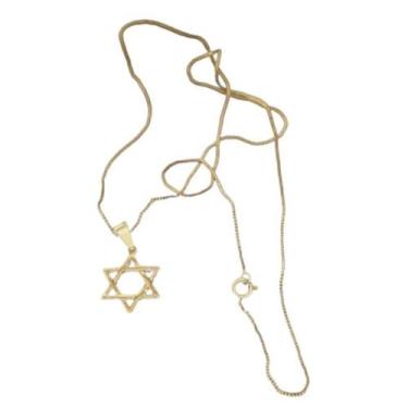 Imagem de Corrente 0,7Mm Com Pingente Estrela De Davi Fina Estrelas - A.R Varied