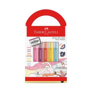 Imagem de Caneta Hidrocor Fine Pen 5 Cores Com Cheiro Revigora e Energiza Faber 
