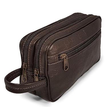 Imagem de Necessaire Estojo de Couro Legítimo Grande Espaçosa Cor:Marrom