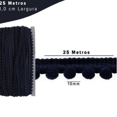 Imagem de Fita Pompom Azul Marinho 10mm Rolo Com 25 Metros - Nybc
