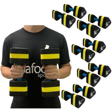 Imagem de Kit 5 Pares Halteres Hidroginástica em EVA 2 à 3kg DF1105-M Preto/Amar