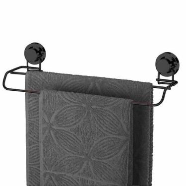 Imagem de Toalheiro Duplo Banheiro Ventosa Preto Onix 45cm - Future, Toalheiro D