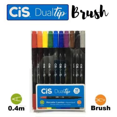 Imagem de Conjunto C/10 Cores Caneta Brush Cis Dualtip