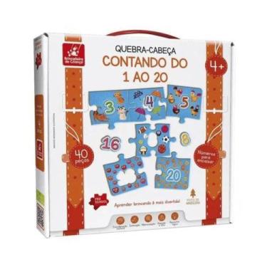 Imagem de Jogo Educativo Quebra Cabeça Contando Do 1 Ao 20 40 Peças - Brincadeir