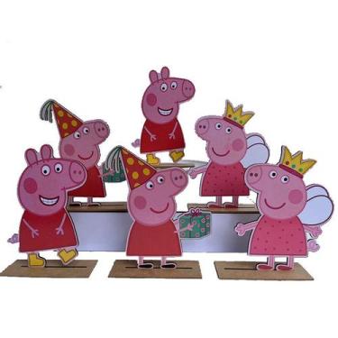 Imagem de Kit Display de Mesa 6 Peças Para Festa Peppa Pig MDF - Juju Brasil