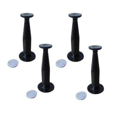 Imagem de 04 Pé Armário Távola Alumínio P/móveis 12cm Preto Regulável - Alumialt