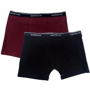 Imagem de Kit 2 cuecas  adulto boxer selene 11450, Preto, Vinho, EG