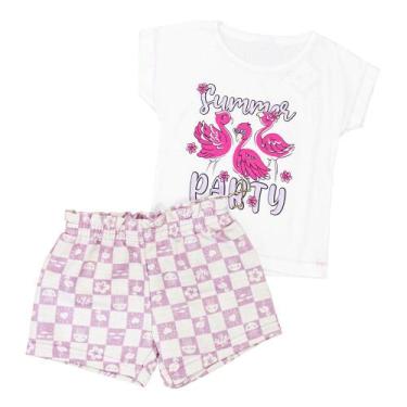 Imagem de Look Verão: Conjunto Infantil Flamingos Creme - Meninas - Fantoni, 2, 