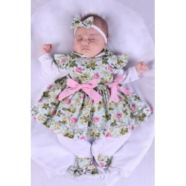 Imagem de Saída de Maternidade Para Bebe Menina Rose Beatriz 04 peças Floral Azu
