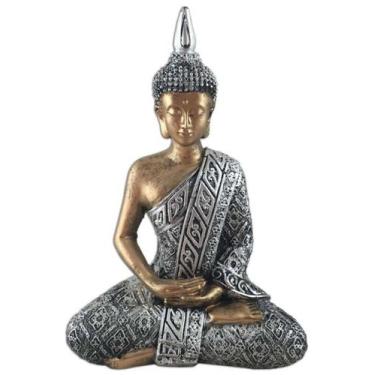 Imagem de Estatueta Buda Hindu Médio Prateado Com Dourado - Decore Casa