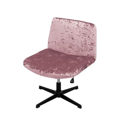 Imagem de Capa para cadeira sem braços com detalhes cruzados no meio do encosto largo protetor de cadeira giratória removível para sala de estar quarto cadeira de destaque (rosa roxo)