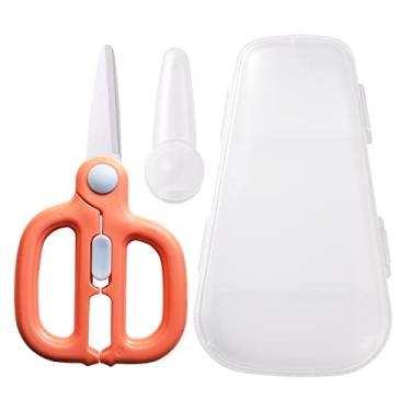 Imagem de Artenny Tesoura de comida de bebê com estojo de viagem, tesoura de comida de cerâmica infantil, tesoura infantil com trava de segurança, ideal para pizza, carnes, macarrão, legumes e frutas (B)