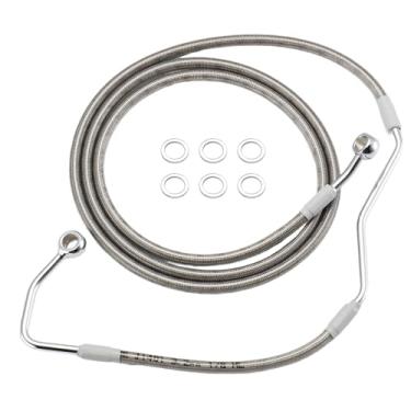 Imagem de TIGERSGATE 25,4 cm cabide macaco turismo mangueira de linha de freio hidráulico frontal superior trançado de aço inoxidável cabo de freio estendido para Harley Street Glide Electra Road Glide King