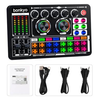 Imagem de Bonkyo Mixer de áudio, placa de som ao vivo F999 com mixer de DJ para streaming/podcast/jogos, equipamento de estúdio profissional..