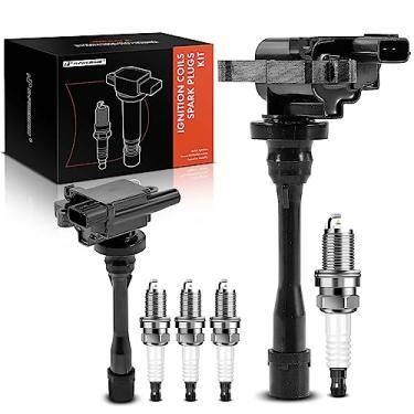 Imagem de A-Premium Pacote de 2 bobinas de ignição e 4 velas de ignição de irídio compatíveis com Mitsubishi Outlander 2003, Mirage 1997-2002, Lancer 2002-2007, Eclipse 2000-2005, Galant & Chrysler Sebring e