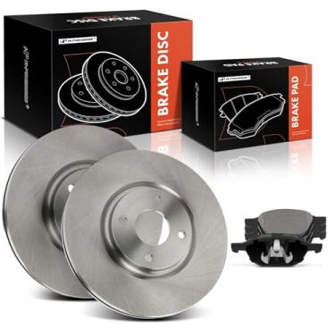 Imagem de A-Premium Rotores de freio a disco ventilados frontais de 11,81 polegadas (300 mm) + kit de pastilhas de cerâmica compatível com modelos selecionados da Ford - EcoSport 2018 2019 2020, conjunto de 6