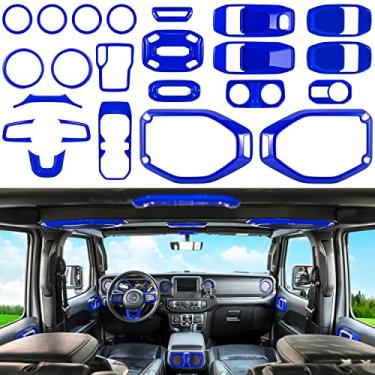 Imagem de Conjunto completo de 23 peças de kit de acabamento de decoração de interiores para Jeep Wrangler JL JLU Gladiator JT 2018-2023 maçaneta da porta do volante suporte de copo de ventilação de ar