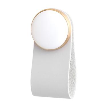 Imagem de Rockcloud Pacote com 2 puxadores redondos de cerâmica com couro cinza, alça circular polida para armários, cômodas, banheiro, decoração de escritório em casa