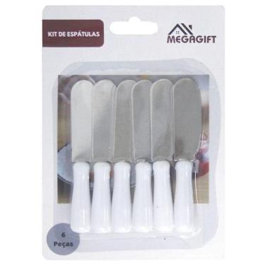 Imagem de Espatula pate / manteiga de inox cabo plastico com 6 pecas - MEGAGIFT