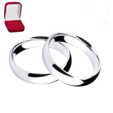 Imagem de Par Alianças Namoro Prata 6mm Anatomica Abaulada Tradicional Namorada 